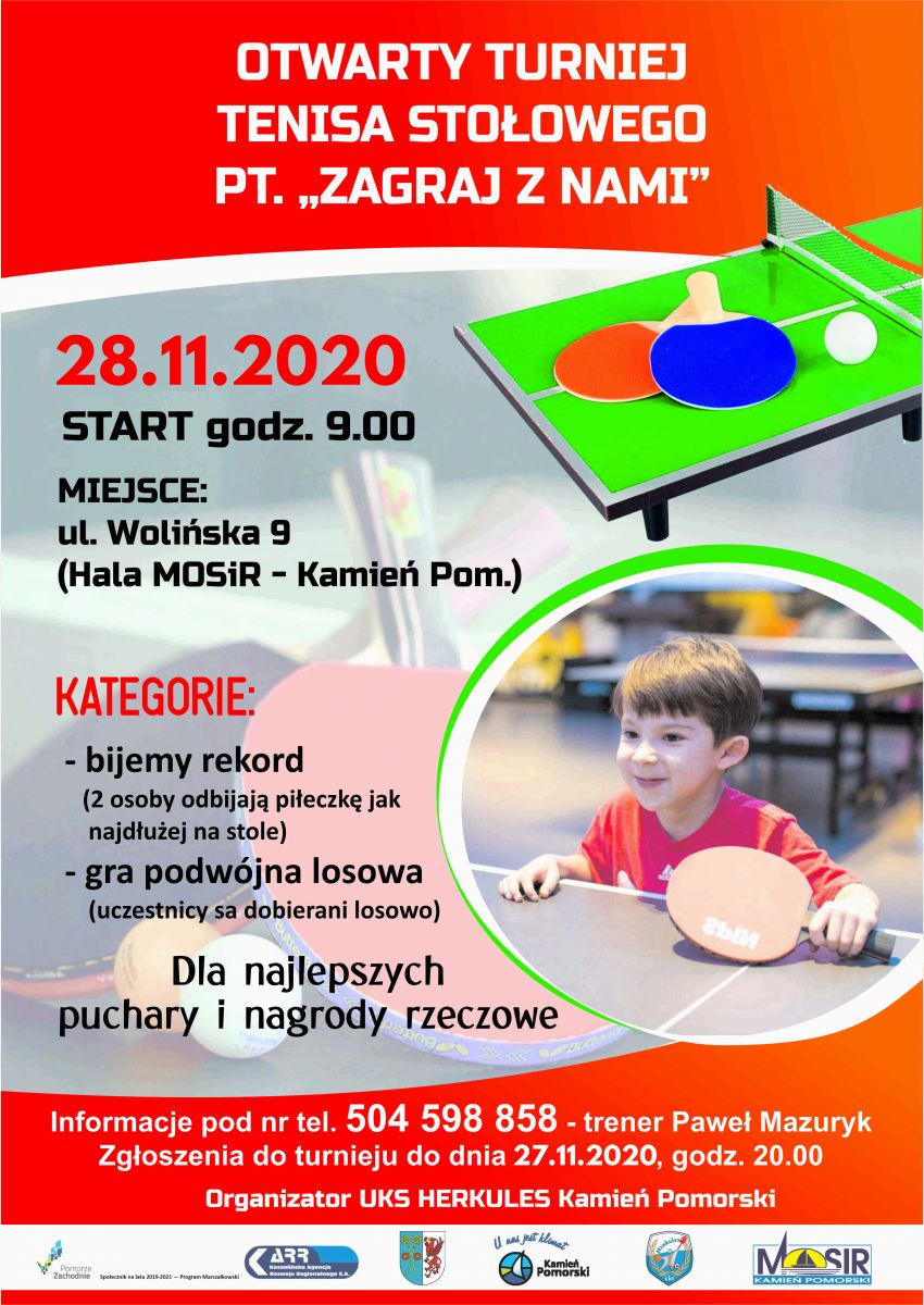 Plakat Turniej Tenisa Stołowego "Zagraj z Nami"