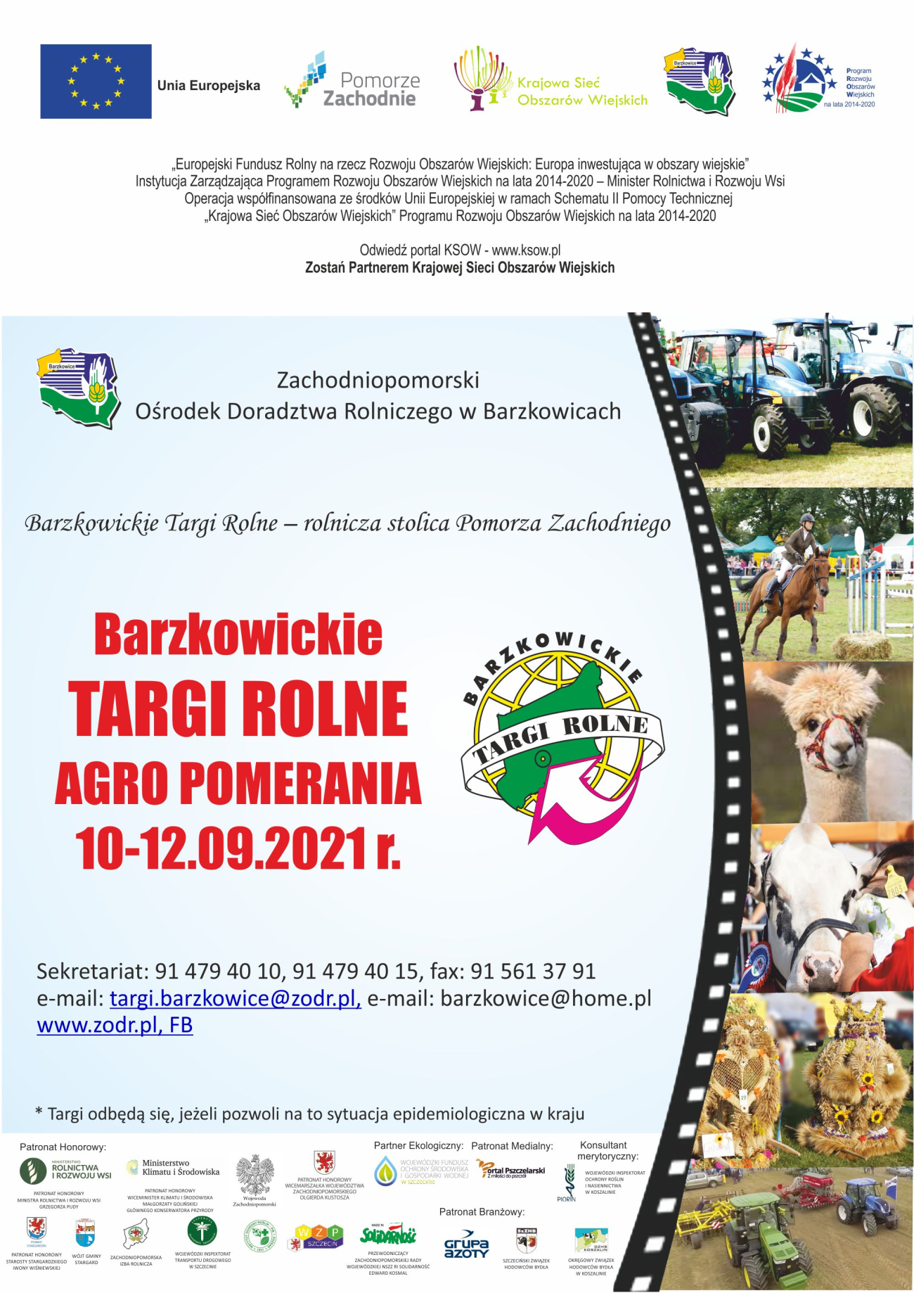 Targi rolne AGRO POMERANIA 2021 w Barzkowicach- zaproszenie