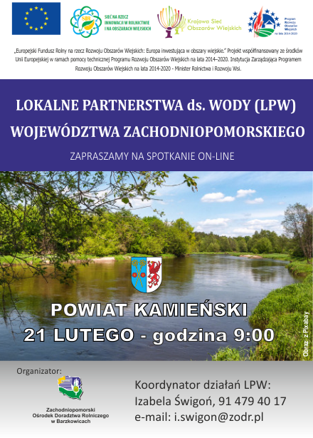 Zapraszamy serdecznie na spotkanie powiatowe w ramach realizacji projektu MRiRW pn. „Tworzenie Lokalnych Partnerstw ds. Wody (LPW)"